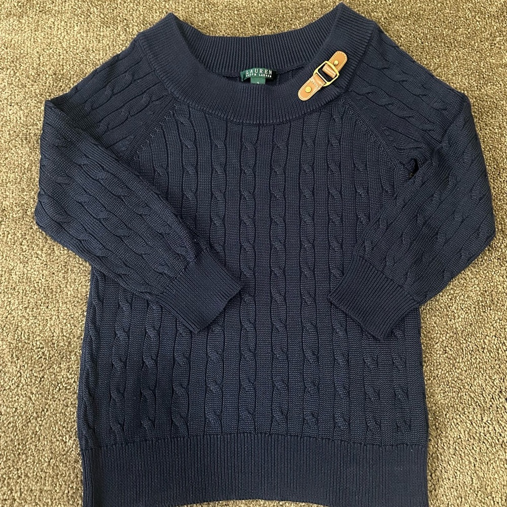 Lauren Ralph Lauren Navy Cable Knit Neck Sweater Women's Small